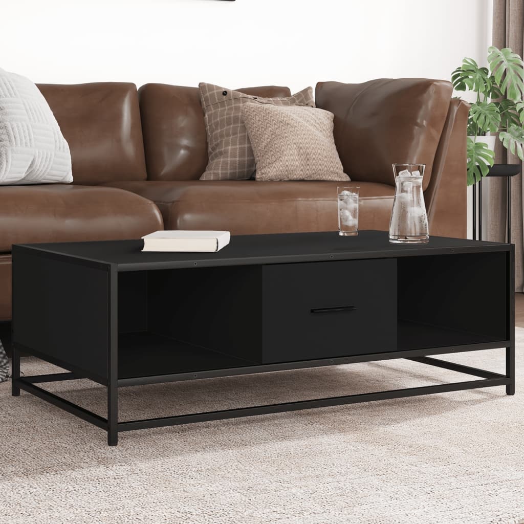 VidaXL Salontafel 100x57x35 cm bewerkt hout en metaal zwart
