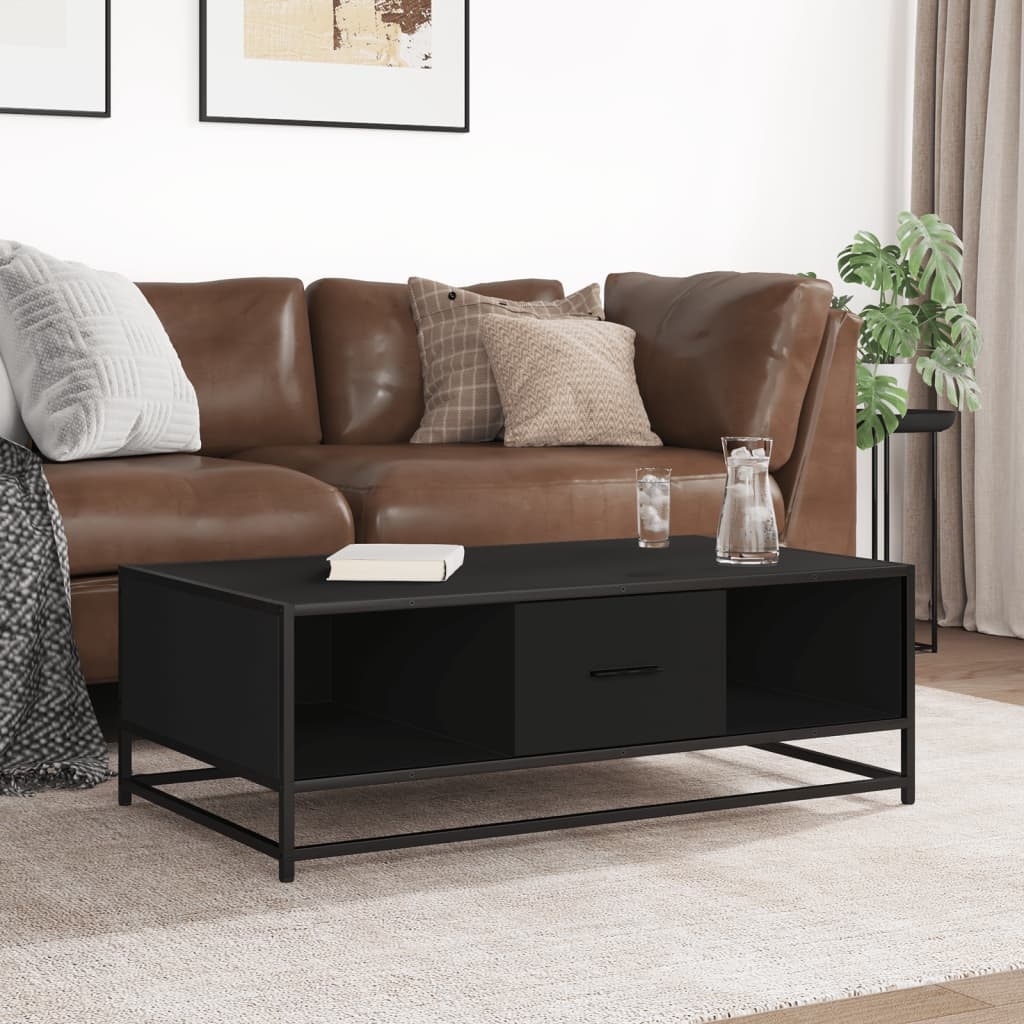 VidaXL Salontafel 100x57x35 cm bewerkt hout en metaal zwart