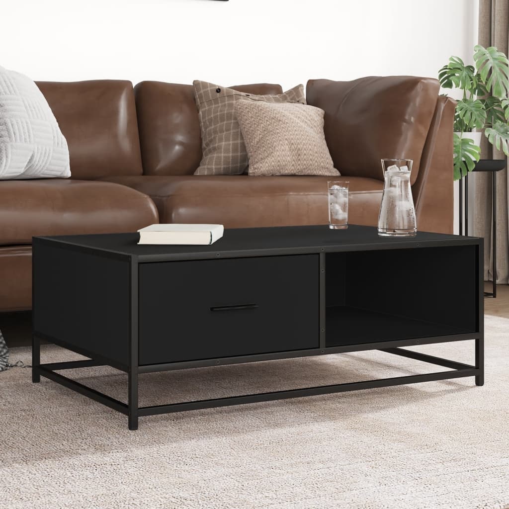 VidaXL Salontafel 90x57x35 cm bewerkt hout en metaal zwart