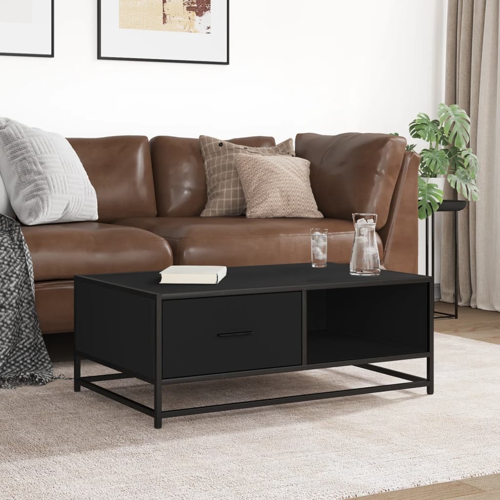 VidaXL Salontafel 90x57x35 cm bewerkt hout en metaal zwart