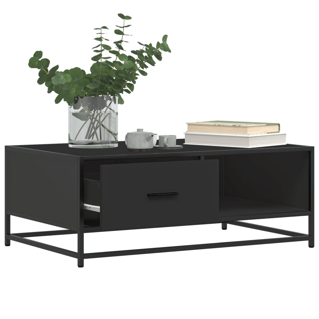 VidaXL Salontafel 90x57x35 cm bewerkt hout en metaal zwart