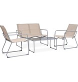 VidaXL 4-delige Loungeset stof en staal crèmekleurig