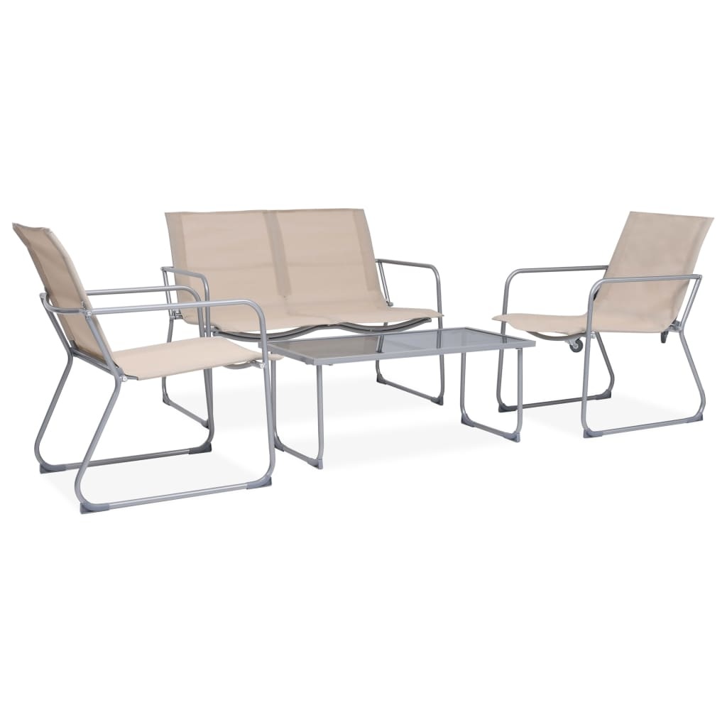 VidaXL 4-delige Loungeset stof en staal crèmekleurig
