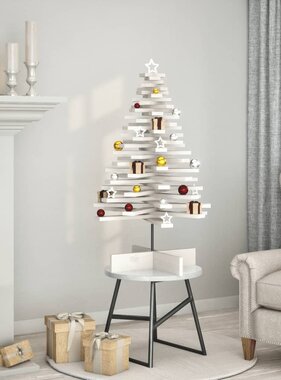 VidaXL Kerstdecoratie kerstboom 100 cm massief grenenhout wit