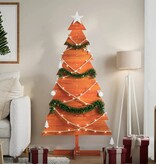 VidaXL Kerstdecoratie kerstboom 150 cm massief grenenhout wasbruin