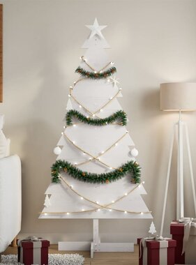 VidaXL Kerstdecoratie kerstboom 150 cm massief grenenhout wit