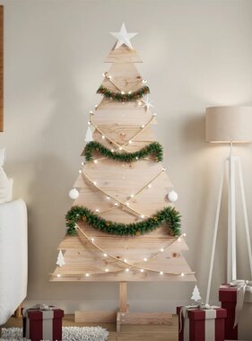 VidaXL Kerstdecoratie kerstboom 150 cm massief grenenhout