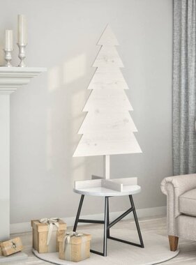 VidaXL Kerstdecoratie kerstboom 120 cm massief grenenhout wit