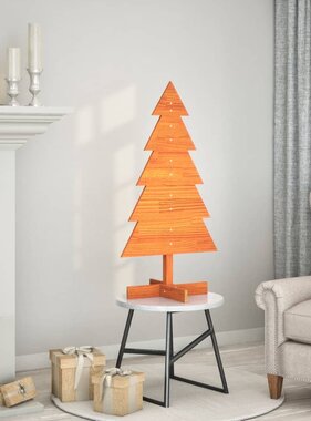 VidaXL Kerstdecoratie kerstboom 100 cm massief grenenhout wasbruin