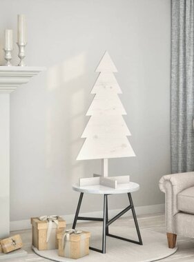 VidaXL Kerstdecoratie kerstboom 100 cm massief grenenhout wit