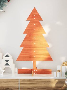 VidaXL Kerstdecoratie kerstboom 80 cm massief grenenhout wasbruin