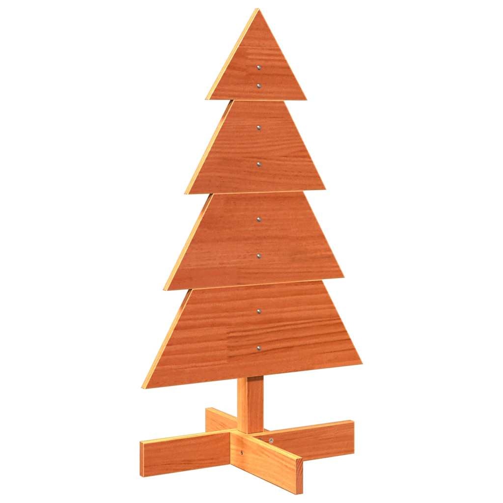 VidaXL Kerstdecoratie kerstboom 80 cm massief grenenhout wasbruin