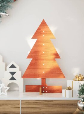 VidaXL Kerstdecoratie kerstboom 60 cm massief grenenhout wasbruin