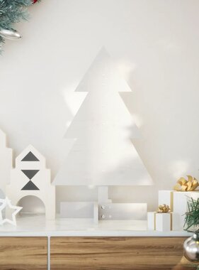 VidaXL Kerstdecoratie kerstboom 60 cm massief grenenhout wit