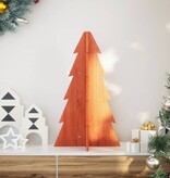 VidaXL Kerstdecoratie kerstboom 69,5 cm massief grenenhout wasbruin