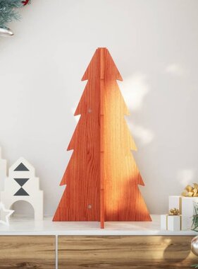 VidaXL Kerstdecoratie kerstboom 69,5 cm massief grenenhout wasbruin