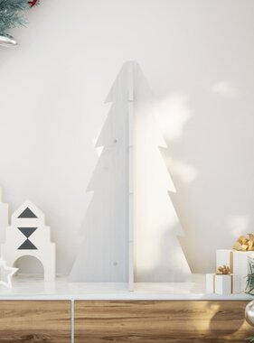 VidaXL Kerstdecoratie kerstboom 69,5 cm massief grenenhout wit