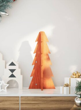 VidaXL Kerstdecoratie kerstboom 49 cm massief grenenhout wasbruin