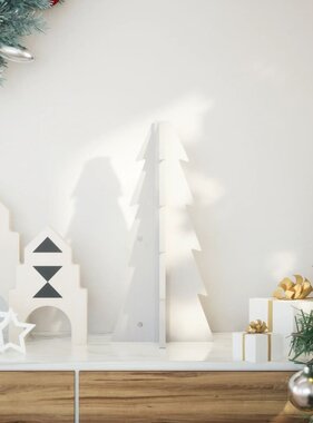 VidaXL Kerstdecoratie kerstboom 49 cm massief grenenhout wit