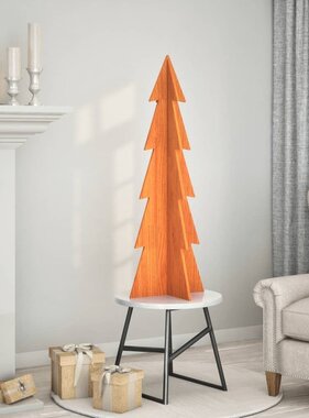 VidaXL Kerstdecoratie kerstboom 112 cm massief grenenhout wasbruin