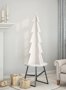 VidaXL Kerstdecoratie kerstboom 112 cm massief grenenhout wit