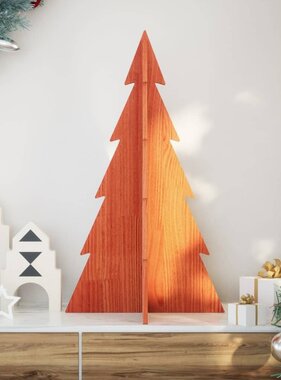 VidaXL Kerstdecoratie kerstboom 80 cm massief grenenhout wasbruin