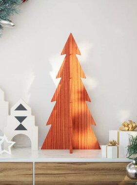 VidaXL Kerstdecoratie kerstboom 59,5 cm massief grenenhout wasbruin