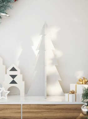 VidaXL Kerstdecoratie kerstboom 59,5 cm massief grenenhout wit