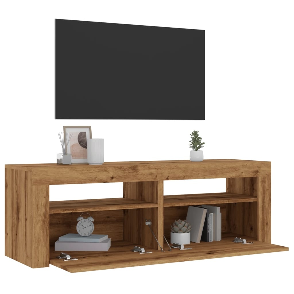 VidaXL Tv-meubel met LED 120x35x40 cm bewerkt hout artisanaal eiken