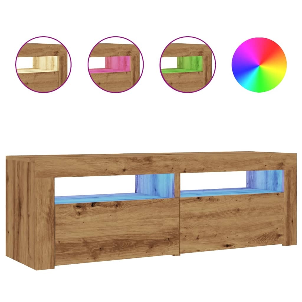 VidaXL Tv-meubel met LED 120x35x40 cm bewerkt hout artisanaal eiken