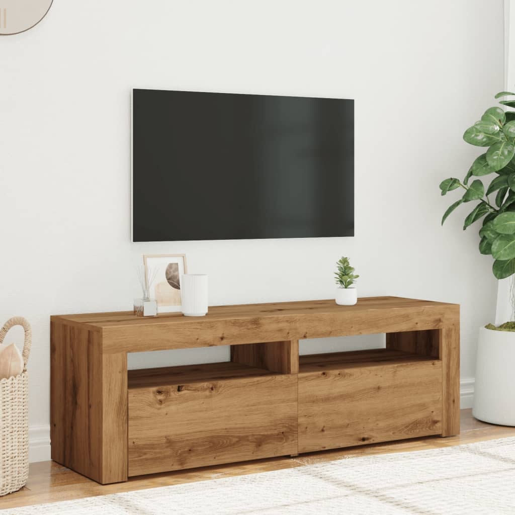 VidaXL Tv-meubel met LED 120x35x40 cm bewerkt hout artisanaal eiken