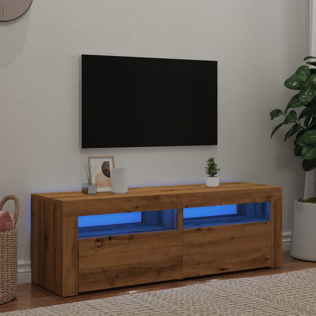VidaXL Tv-meubel met LED 120x35x40 cm bewerkt hout artisanaal eiken