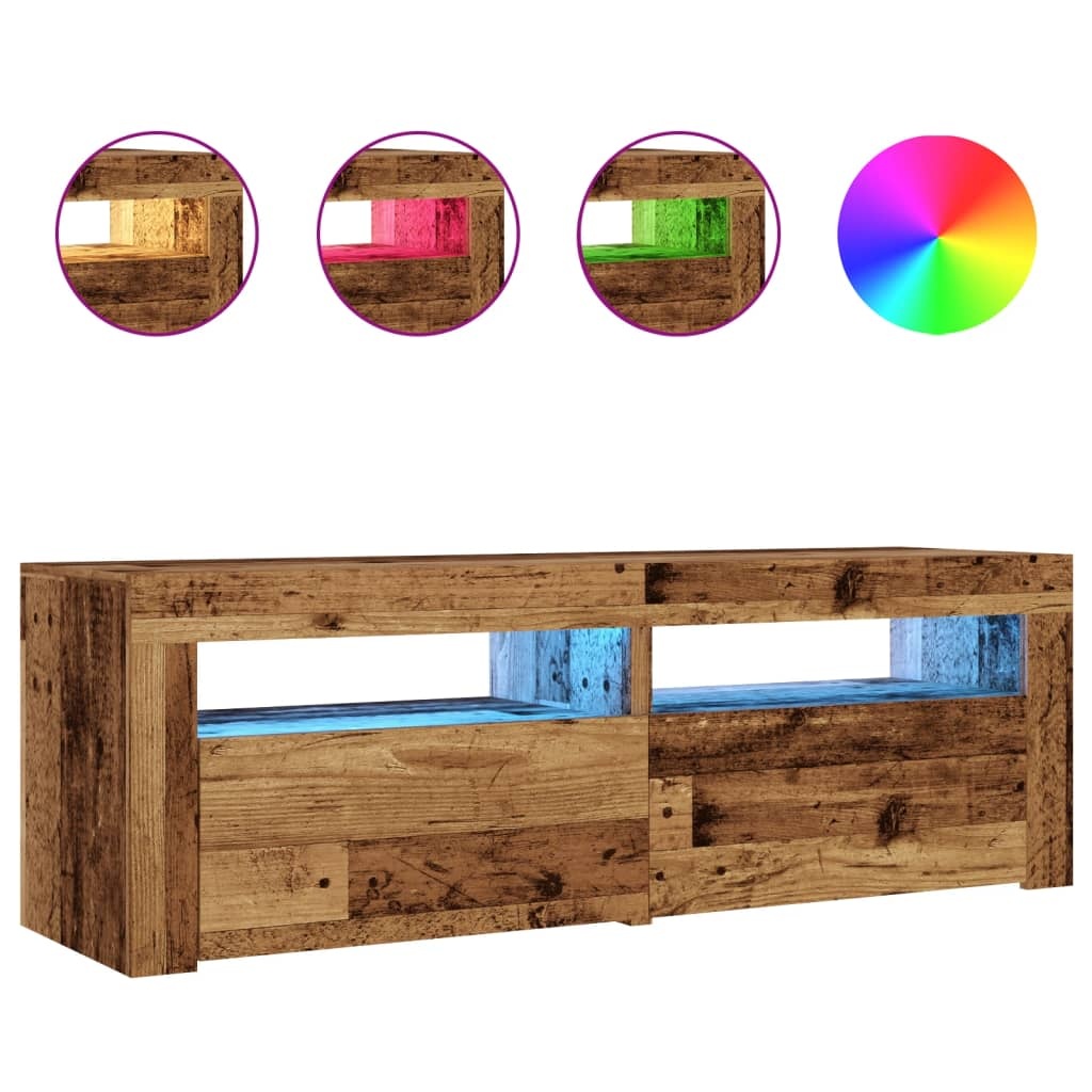 VidaXL Tv-meubel met LED 120x35x40 cm bewerkt hout oud hout