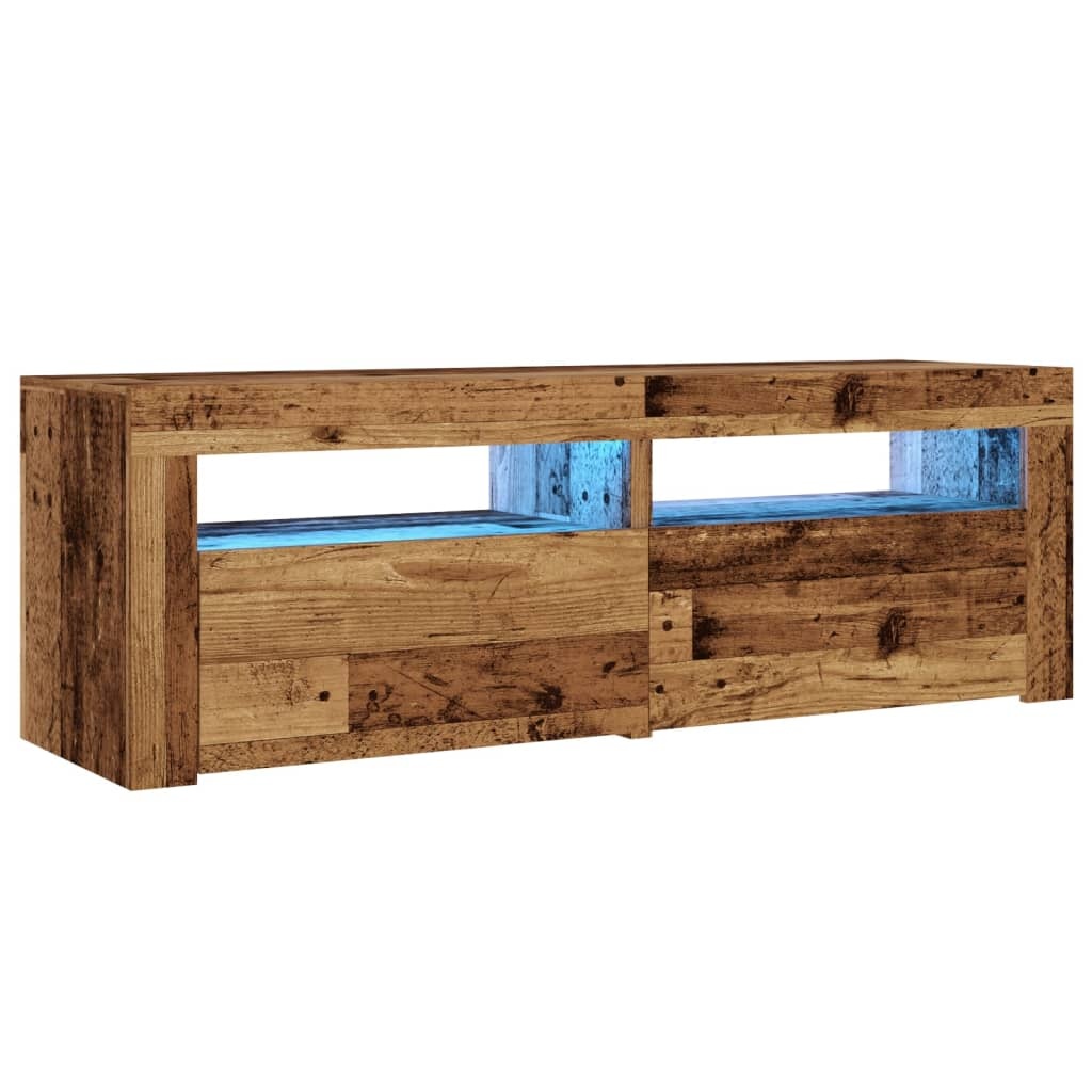 VidaXL Tv-meubel met LED 120x35x40 cm bewerkt hout oud hout