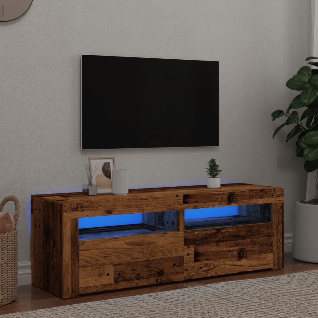 VidaXL Tv-meubel met LED 120x35x40 cm bewerkt hout oud hout