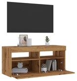 VidaXL Tv-meubel met LED 90x35x40 cm bewerkt hout artisanaal eiken