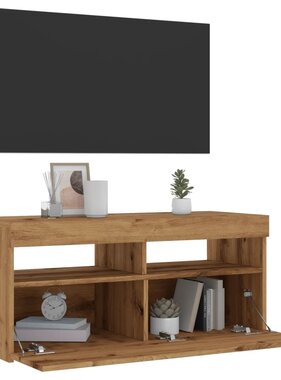 VidaXL Tv-meubel met LED 90x35x40 cm bewerkt hout artisanaal eiken