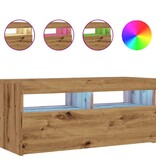 VidaXL Tv-meubel met LED 90x35x40 cm bewerkt hout artisanaal eiken