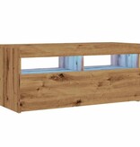 VidaXL Tv-meubel met LED 90x35x40 cm bewerkt hout artisanaal eiken