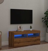 VidaXL Tv-meubel met LED 90x35x40 cm bewerkt hout artisanaal eiken