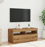 VidaXL Tv-meubel met LED 90x35x40 cm bewerkt hout artisanaal eiken