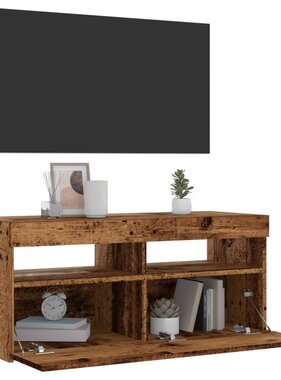 VidaXL Tv-meubel met LED 90x35x40 cm bewerkt hout oud hout