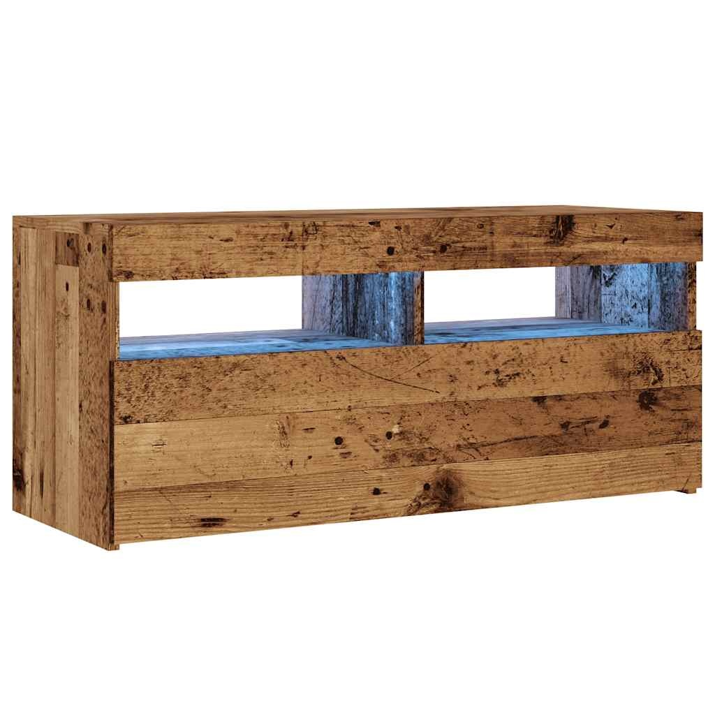 VidaXL Tv-meubel met LED 90x35x40 cm bewerkt hout oud hout