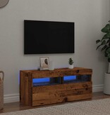 VidaXL Tv-meubel met LED 90x35x40 cm bewerkt hout oud hout