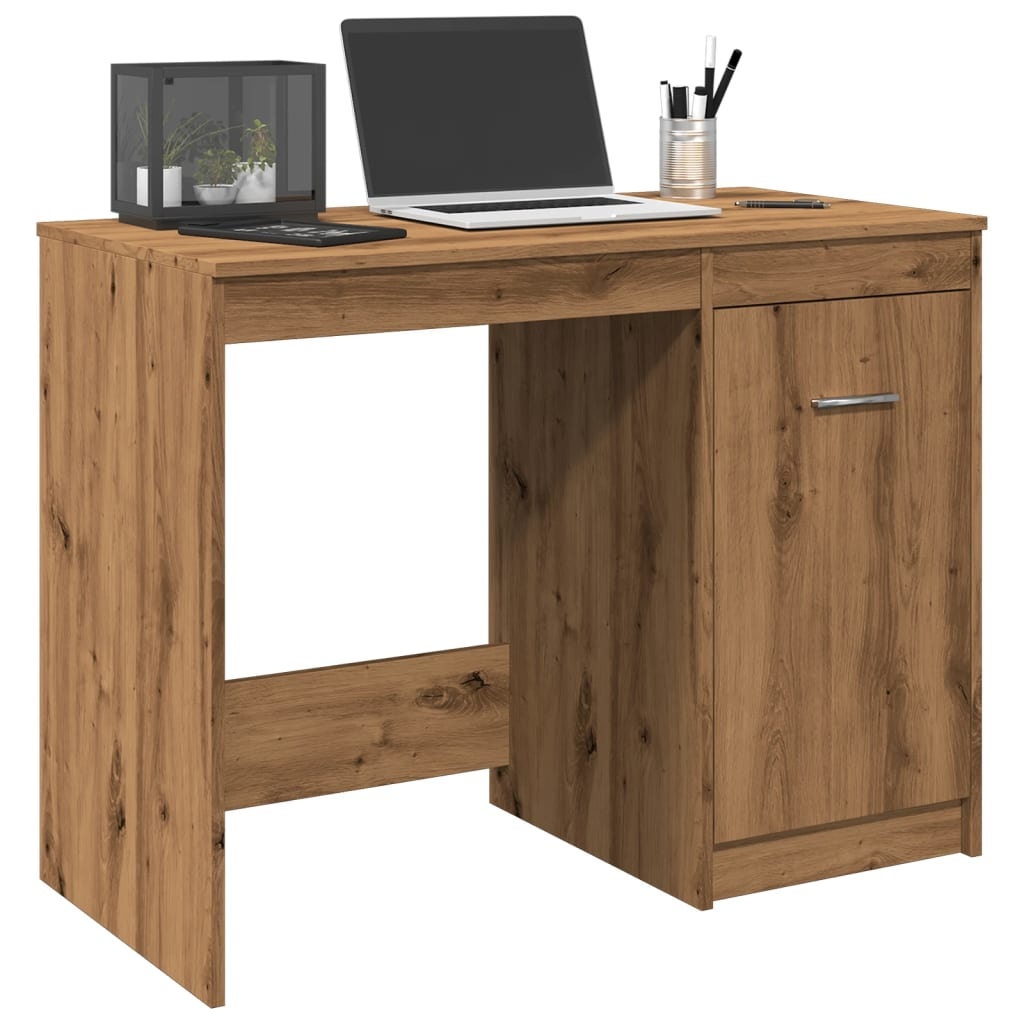 VidaXL Bureau 100x50x76 cm bewerkt hout artisanaal eikenkleur