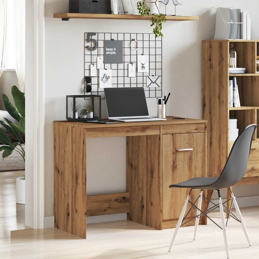 VidaXL Bureau 100x50x76 cm bewerkt hout artisanaal eikenkleur