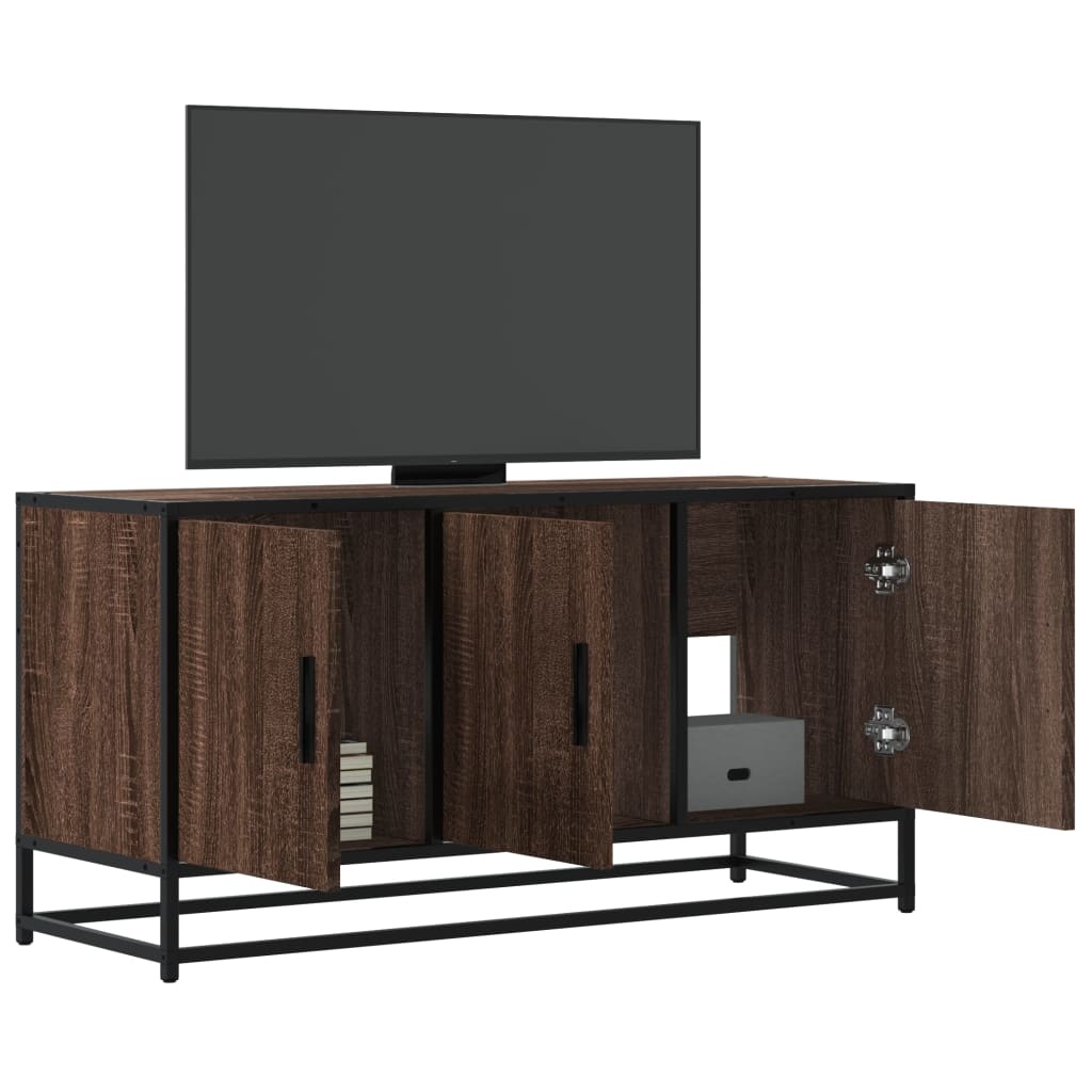 VidaXL Tv-meubel 100x35x50 cm bewerkt hout metaal bruin eikenkleur