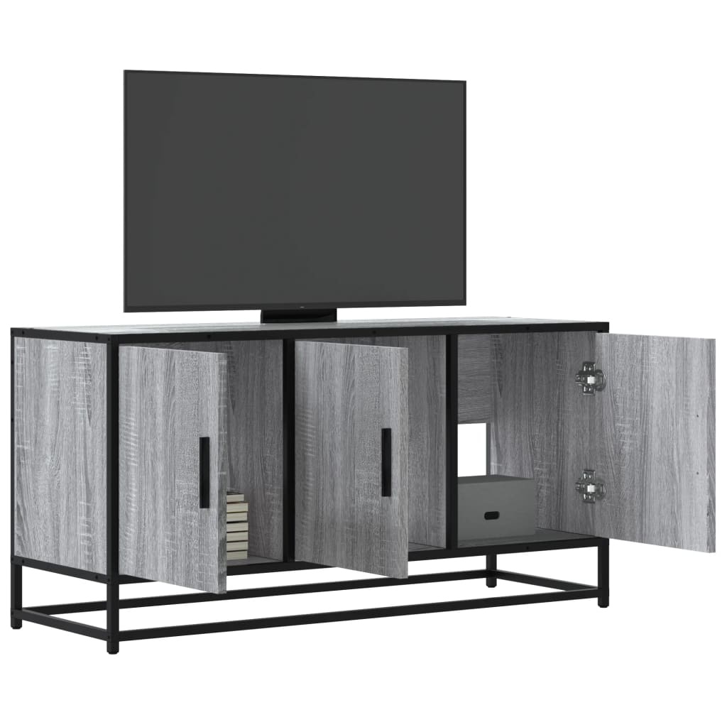 VidaXL Tv-meubel 100x35x50 cm bewerkt hout metaal grijs sonoma eiken