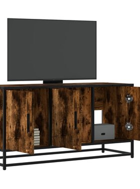 VidaXL Tv-meubel 100x35x50 cm bewerkt hout metaal gerookt eikenkleurig