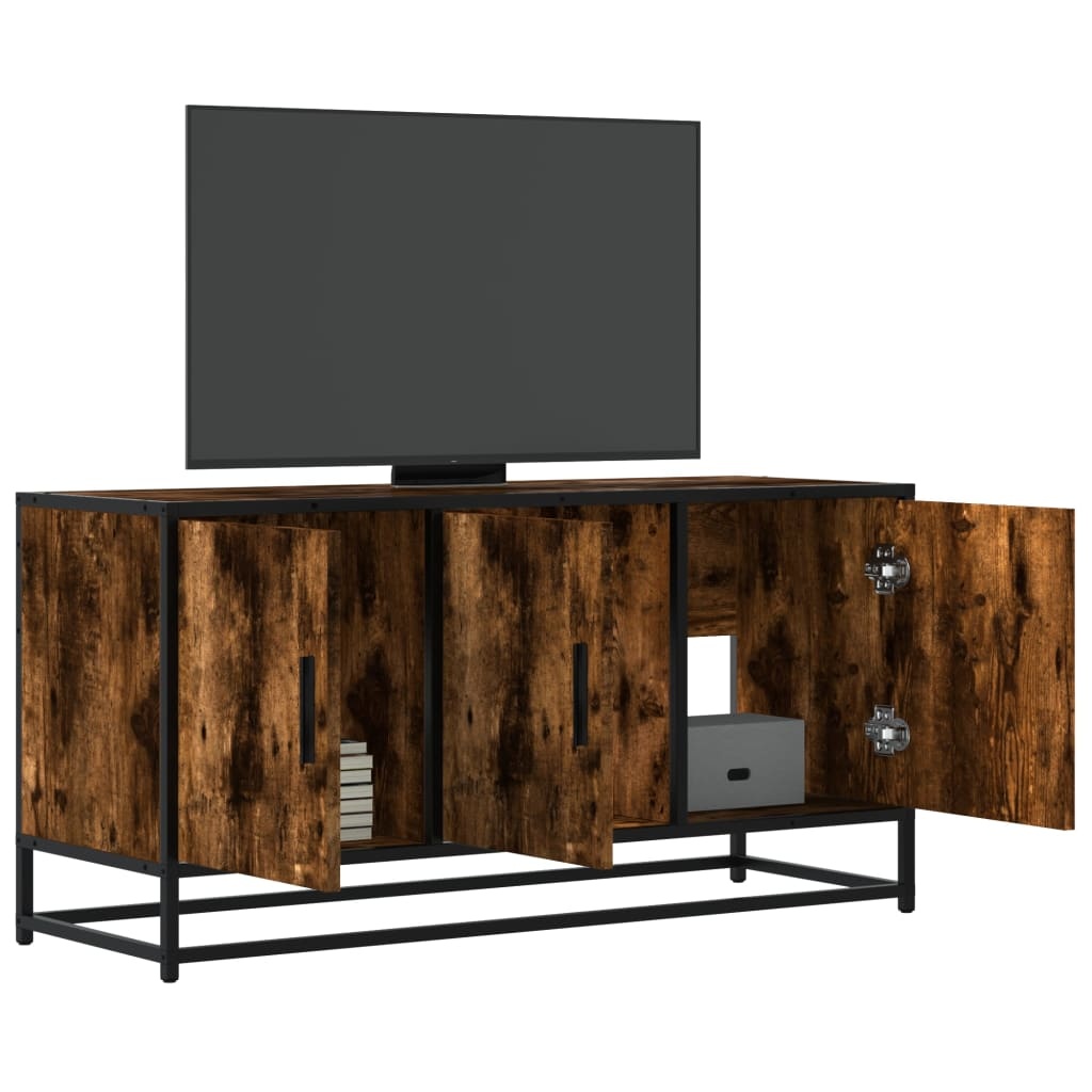 VidaXL Tv-meubel 100x35x50 cm bewerkt hout metaal gerookt eikenkleurig